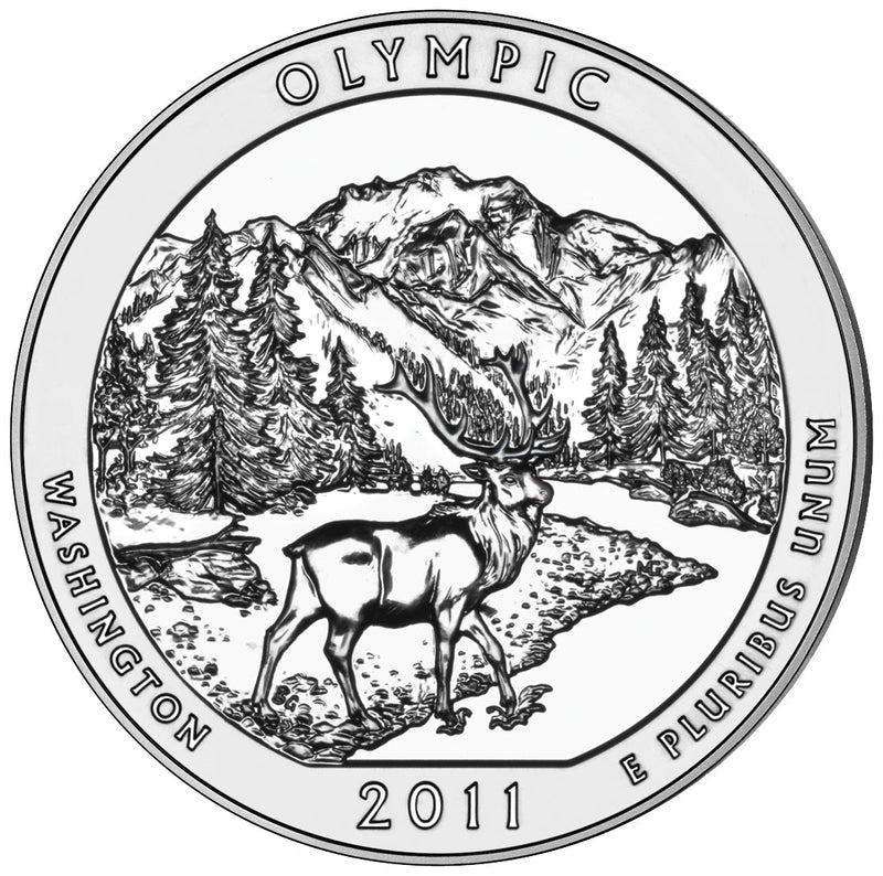 2011 Olympic National Park, WA Silver 5 oz Collector Edition Coin in Original U.S. Mint Box with COA