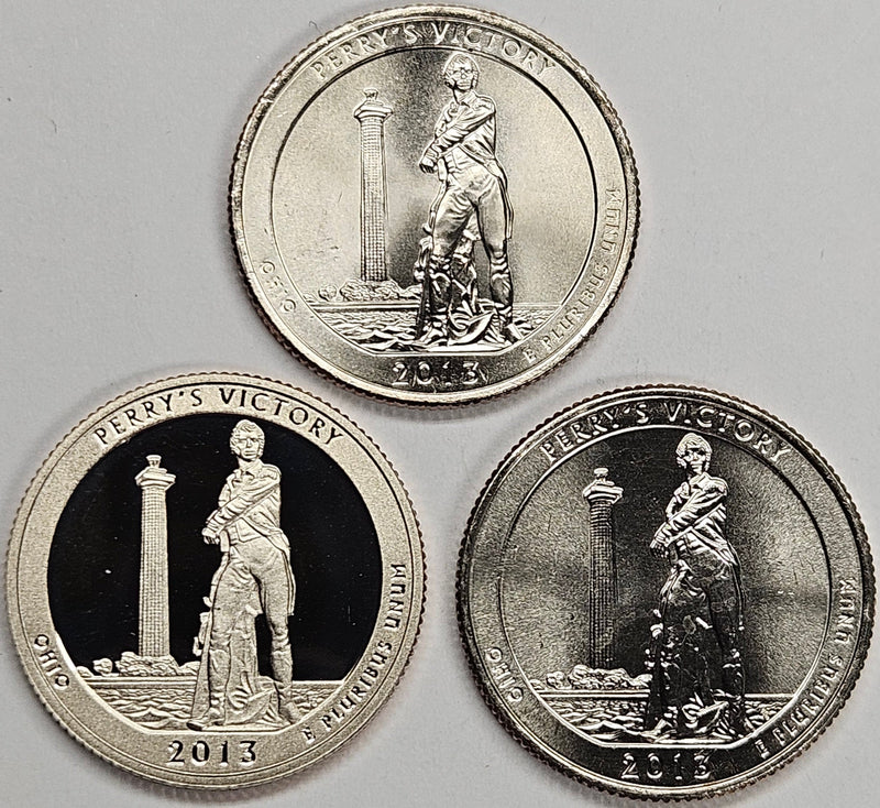 2013-PDS Perrys Victory Park Quarters 3-coin set  Choice BU P, D, and S Gem Proof