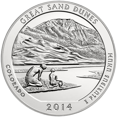 2014 Great Sand Dunes National Park, CO Silver 5 oz Collector Edition Coin in Original U.S. Mint Box with COA