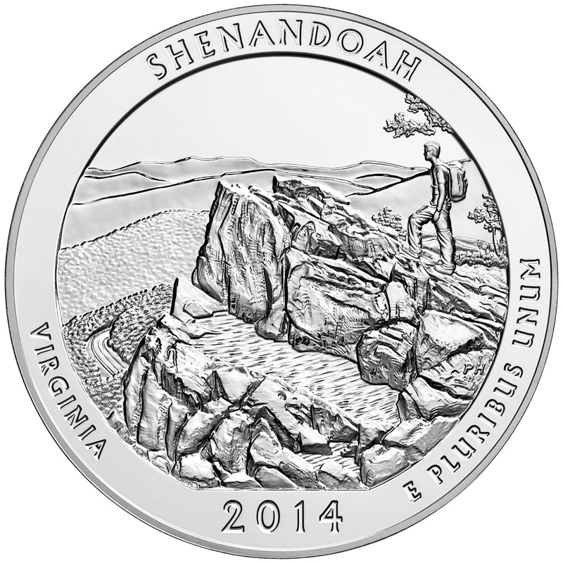 2014 Shenandoah National Park, VA Silver 5 oz Collector Edition Coin in Original U.S. Mint Box with COA