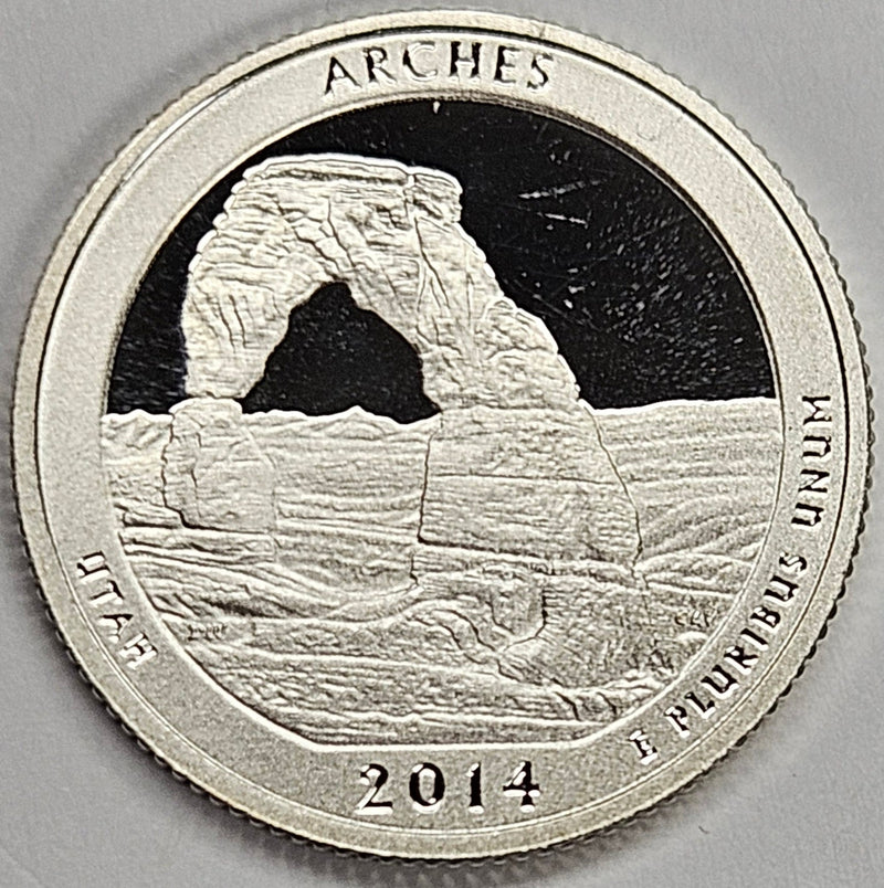 2014-S Arches National Park, UT Quarter  Superb Brilliant Proof Silver
