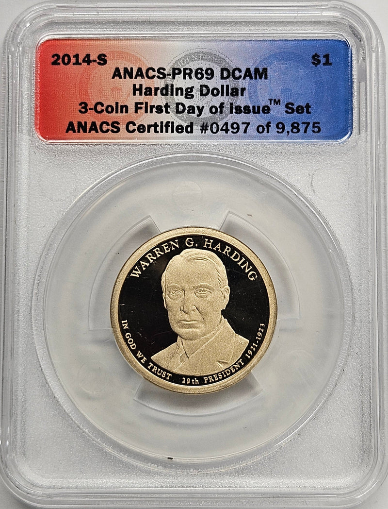 2014-S Warren Harding Presidential Dollar ANACS PR-69 DCAM First Day of Issue from 3-coin set