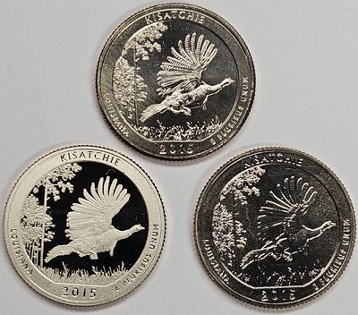 2015-PDS Kisatchie Park Quarters 3-coin set  Choice BU P, D, and S Gem Proof