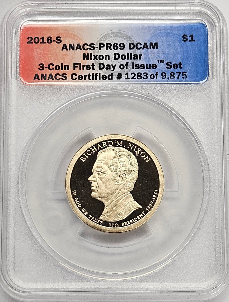 2016-S Richard Nixon Presidential Dollar ANACS PR-69 DCAM First Day of Issue from 3-coin set