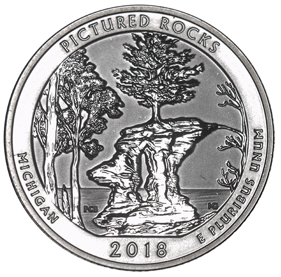 2018-S Pictured Rocks National Park, MI Quarter  Superb Reverse Proof