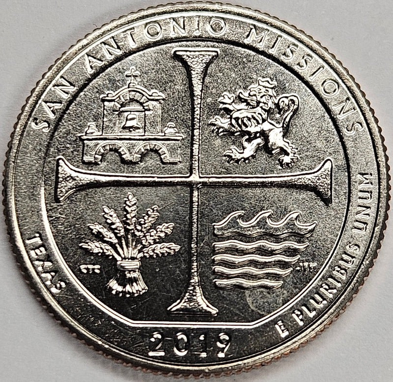 2019-S San Antonio Missions Historical Park, TX Quarter . . . . Gem Brilliant Uncirculated