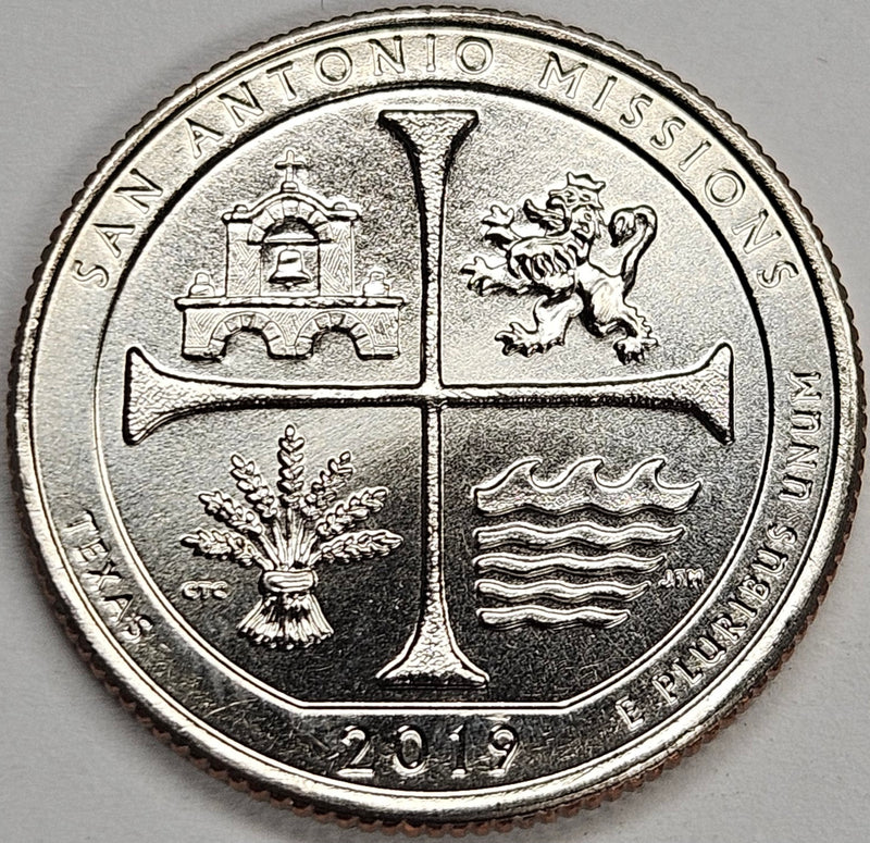 2019-W San Antonio Missions Historical Park, TX Quarter . . . . BU scrape on face