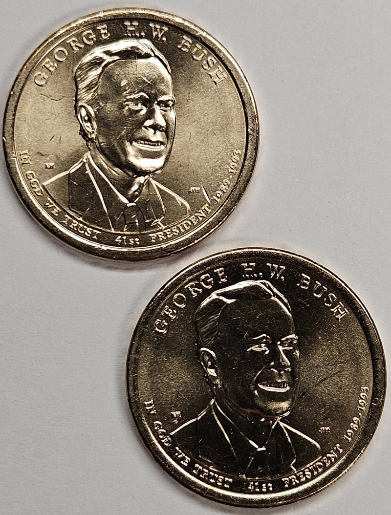 2020-P and D George HW Bush Presidential Dollar pair . . . . Choice Brilliant Uncirculated