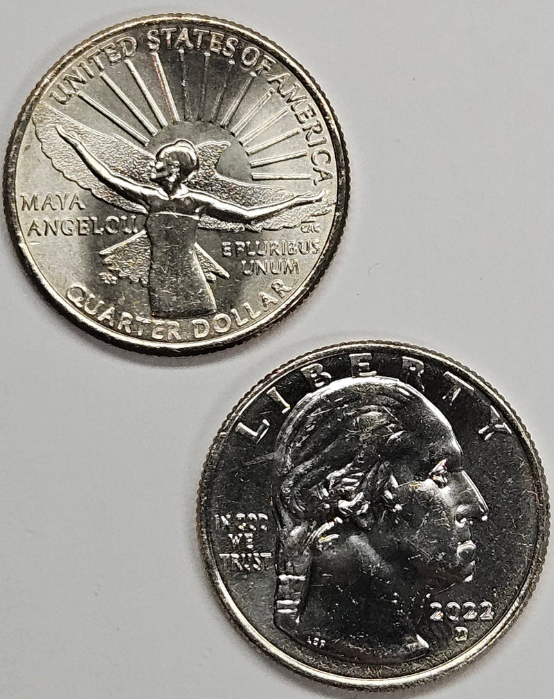 2022-P and D Maya Angelou Famous Women Quarter Pair Choice Brilliant Uncirculated