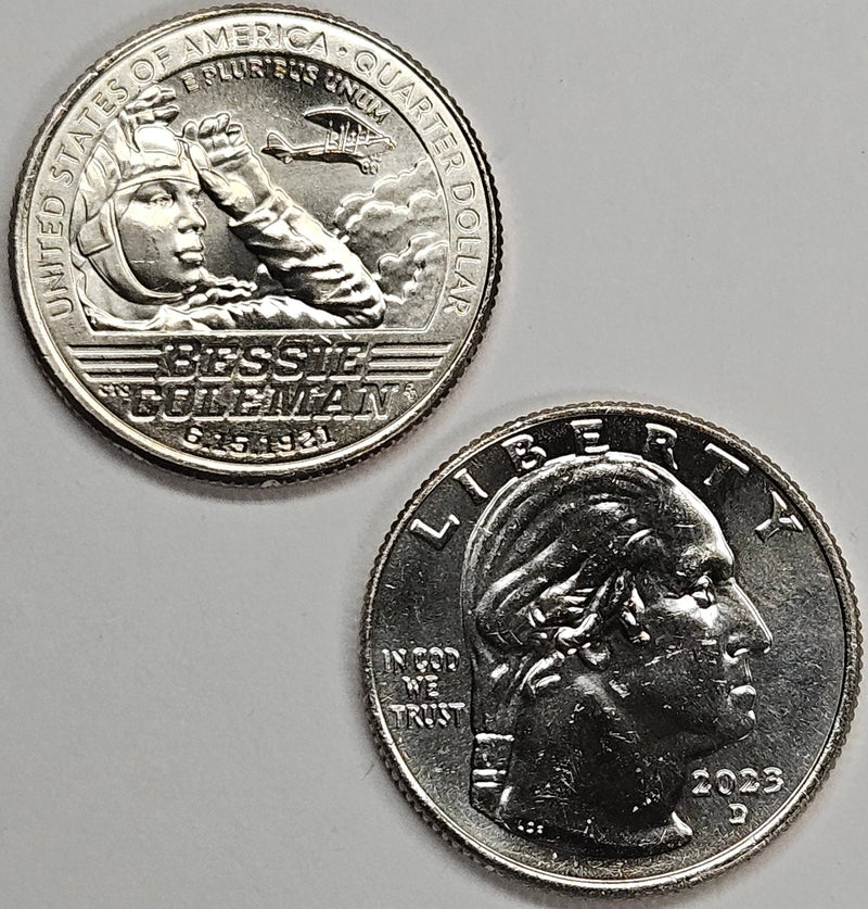 2023-P and D Bessie Coleman Famous Women Quarter Pair . . . . Choice Brilliant Uncirculated