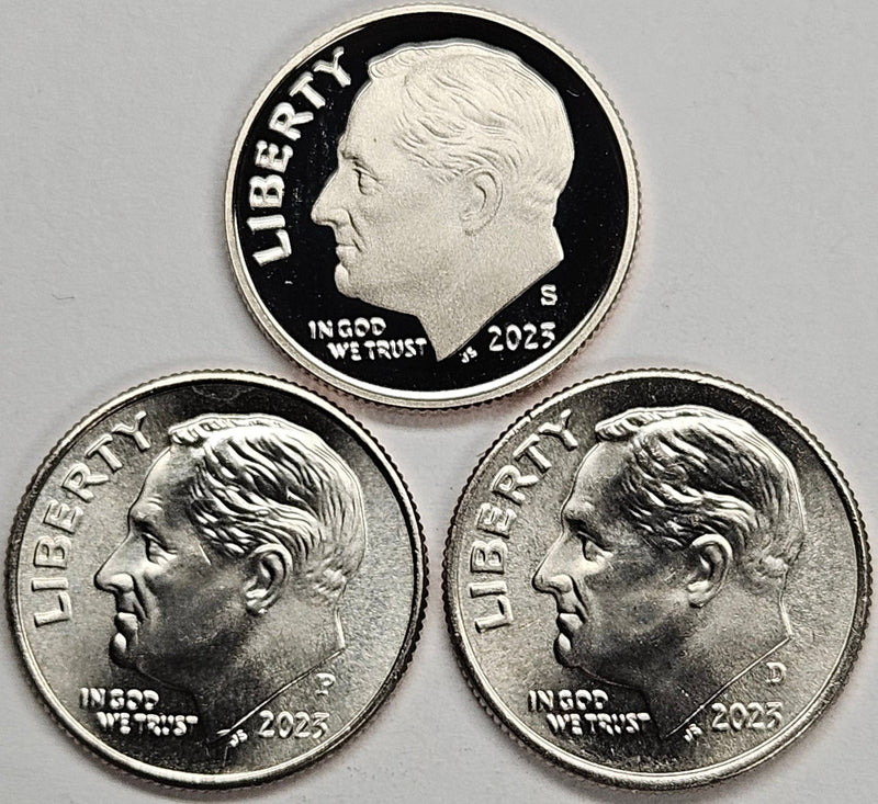 2023-PDS Roosevelt Dime Trio . . . . BU and Proof