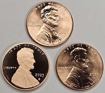 2023-PDS Lincoln Shield Cent Trio BU and Proof