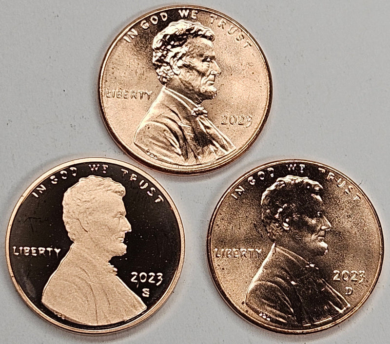2023-PDS Lincoln Shield Cent Trio BU and Proof