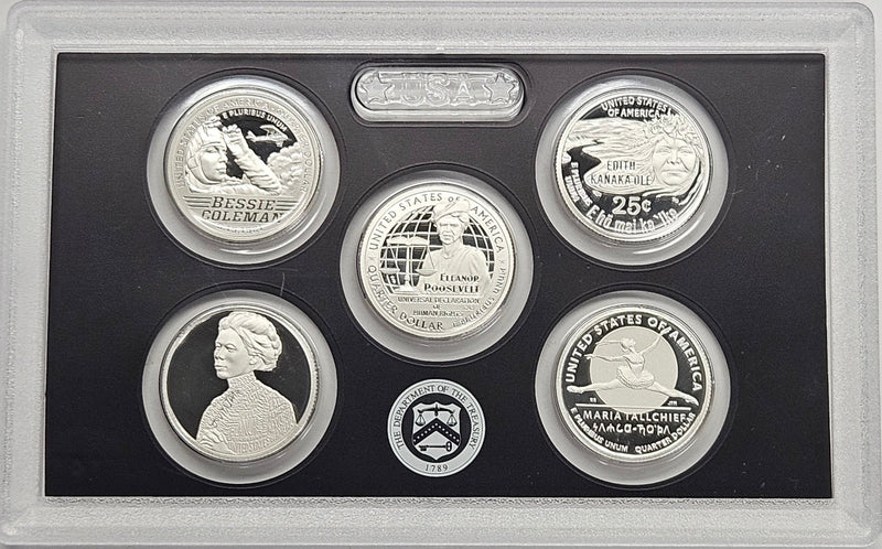 2023-S Silver Famous Women 5-coin Quarter Proof Set . . . . Superb Brilliant Proof Silver