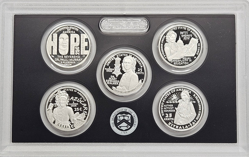 2024-S Silver Famous Women 5-coin Quarter Proof Set . . . . Superb Brilliant Proof Silver