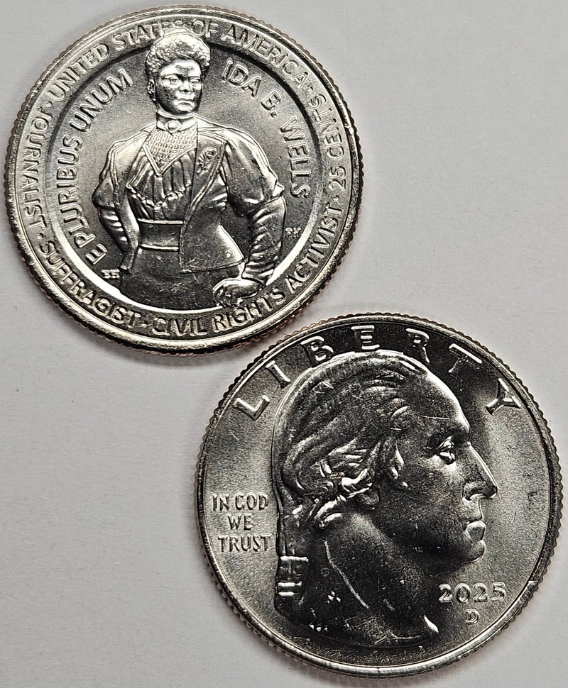 2025-P and D Ida B. Wells Famous Women Quarter Pair . . . . Choice Brilliant Uncirculated