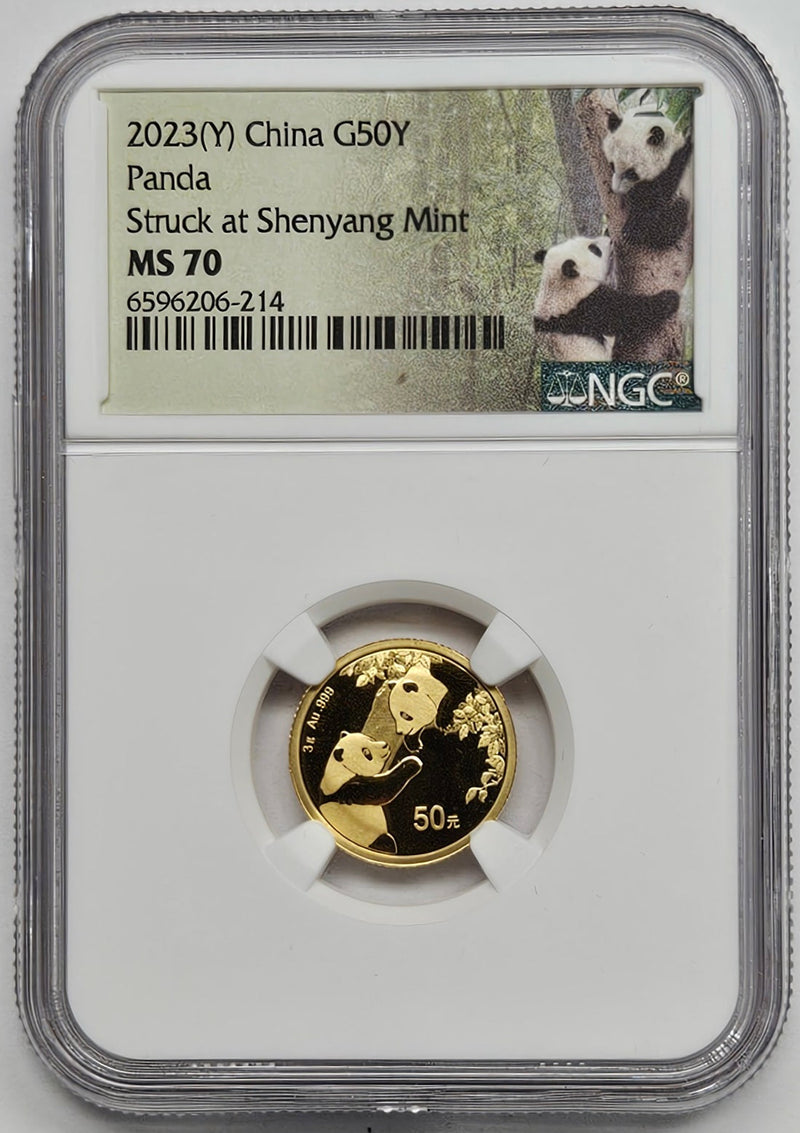 2023(Y) Gold Chinese Panda G50Y Struck at Shenyang Mint NGC MS 70