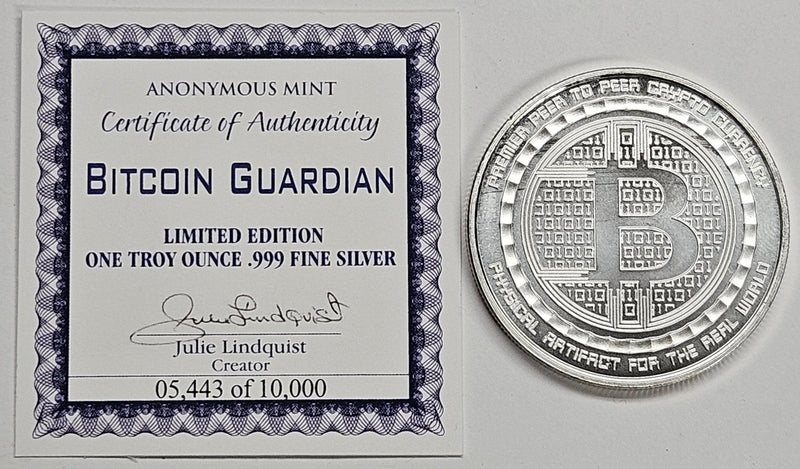 Bitcoin Guardian 1oz. Silver . . . . Brilliant Uncirculated