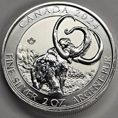 2024 2 oz. Silver Canadian Ice Age Woolly Mammoth . . . . Brilliant Uncirculated