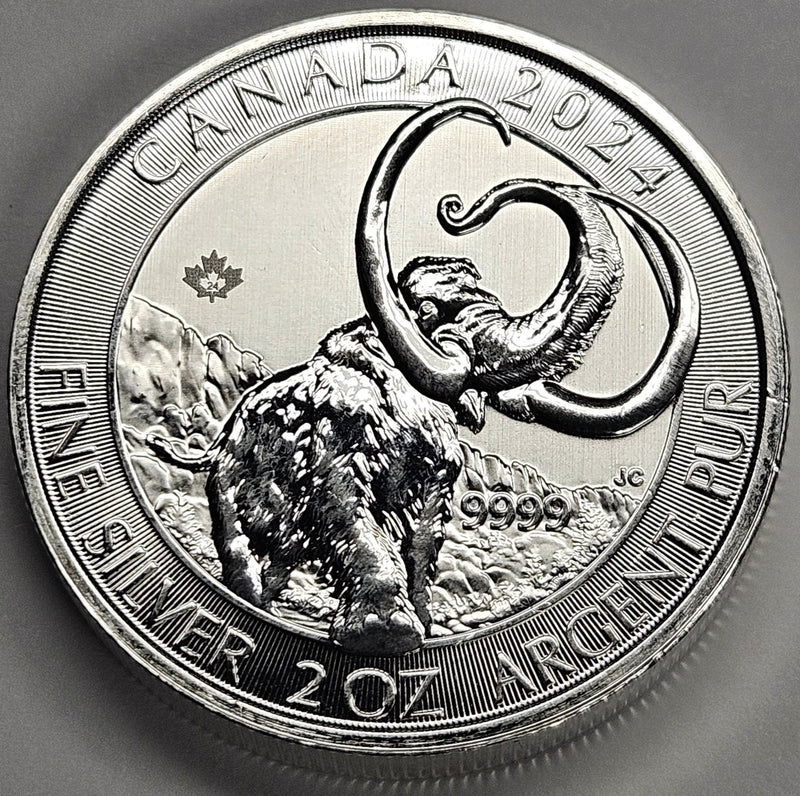 2024 2 oz. Silver Canadian Ice Age Woolly Mammoth . . . . Brilliant Uncirculated