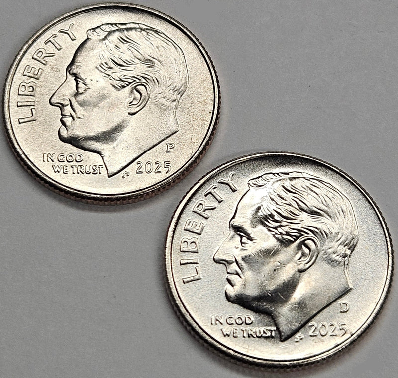 2025-P and D Roosevelt Dime Pair . . . . Brilliant Uncirculated