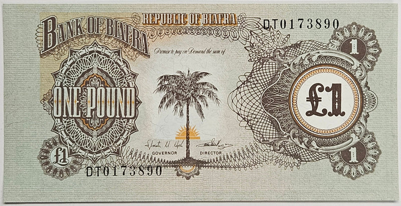 (1968-1969) One Pound Notes Republic of Biafra Consecutive pair . . . . Crisp Uncirculated