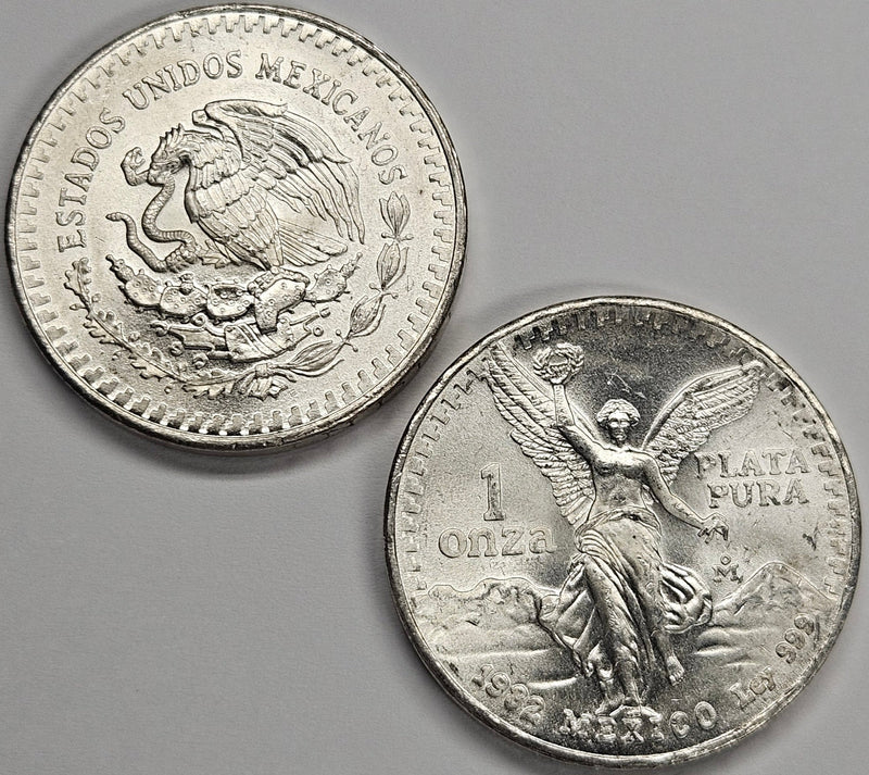 1982 & 1983 Mexican Libertad . . . Gem BU 1 oz. Silver