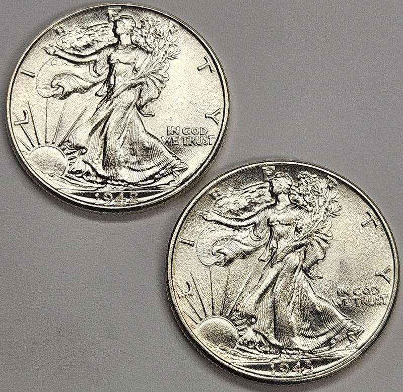 1942 and 1943 Walking Liberty Half Pair . . . . Brilliant Uncirculated