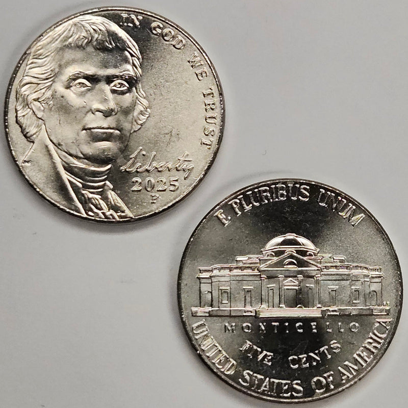 2025-P and D Jefferson Nickel Pair . . . . Brilliant Uncirculated
