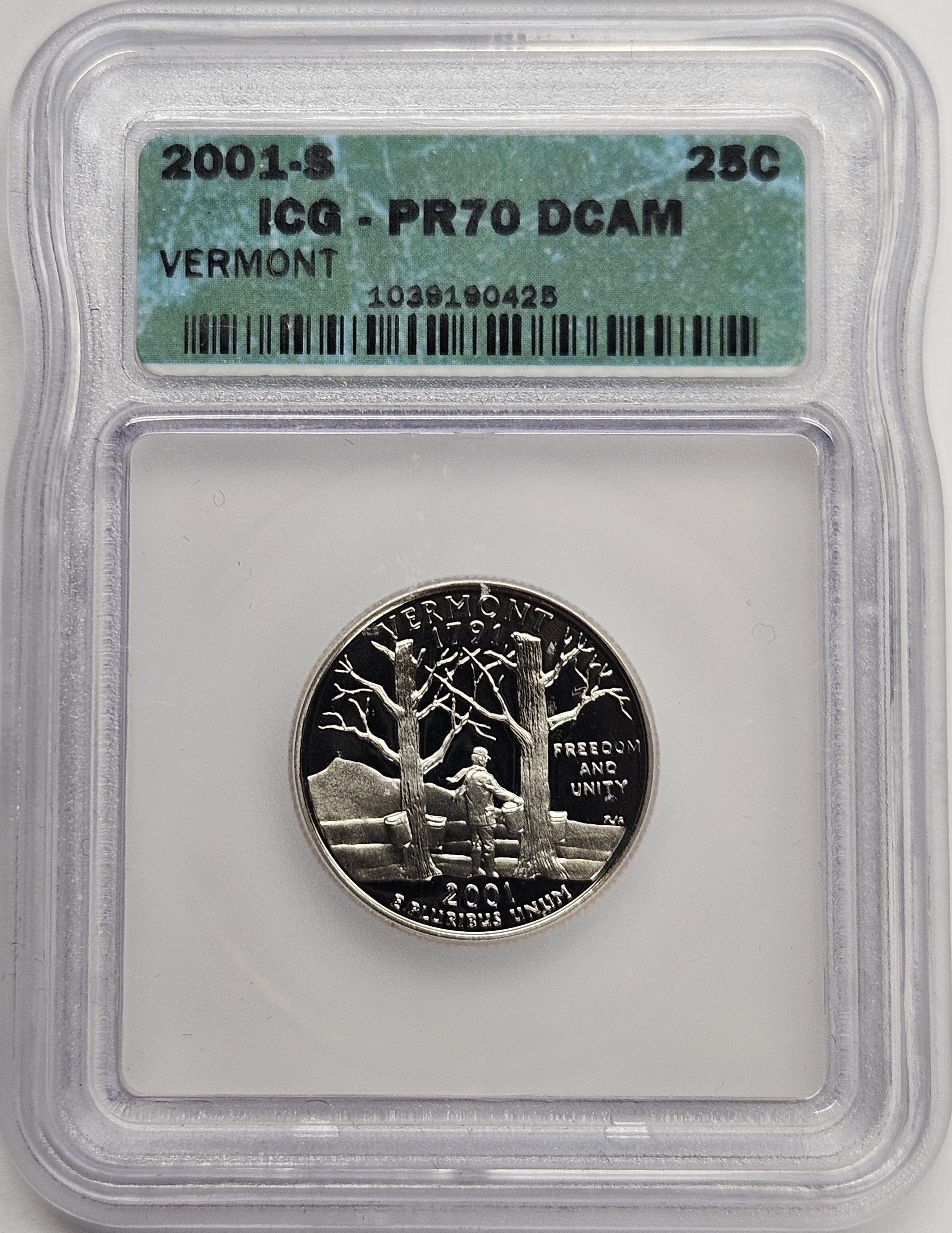 Vt State Coin 2001-S Vermont State Quarter ICG PR-70 DCAM – Mount Vernon Coin