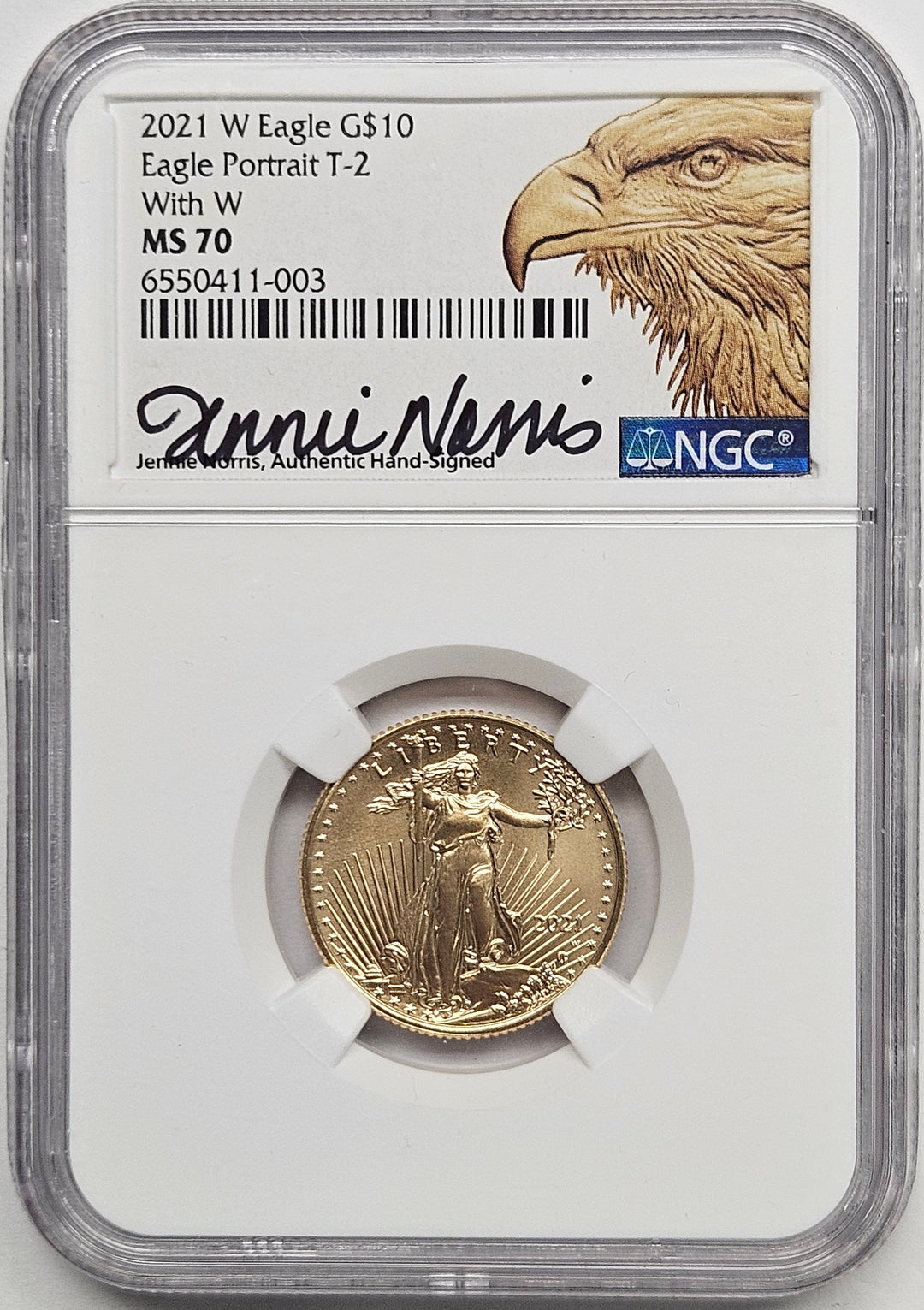 2021-W $10 Type2 Gold Eagle W . . . . NGC MS-70 Unfinished Proof