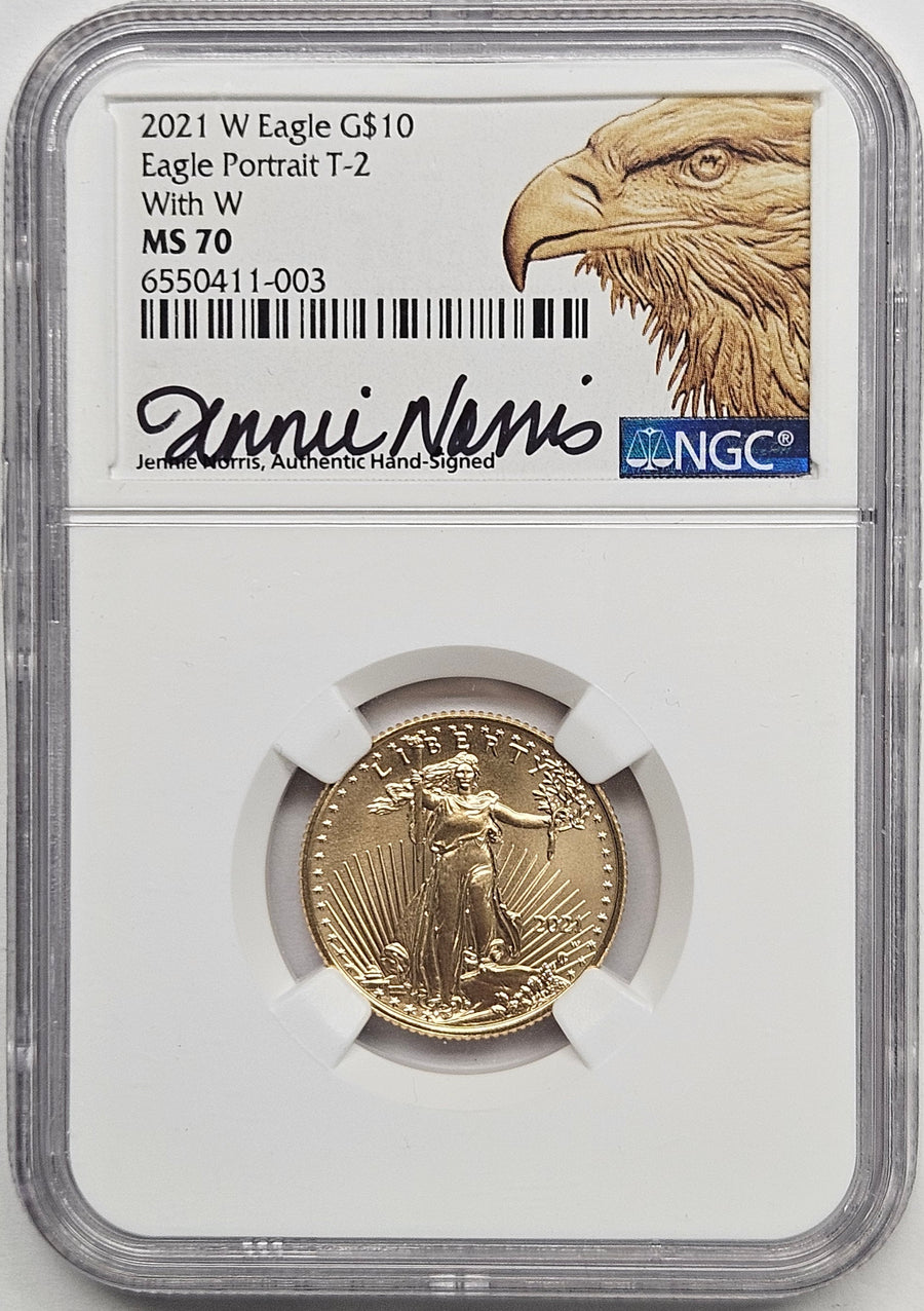 2021-W $10 Type2 Gold Eagle W . . . . NGC MS-70 Unfinished Proof
