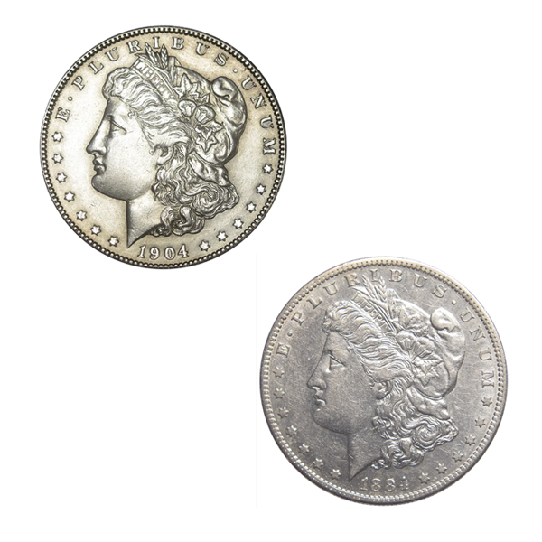 1884-S and 1904-S Morgan Dollar . . . . Choice About Uncirculated