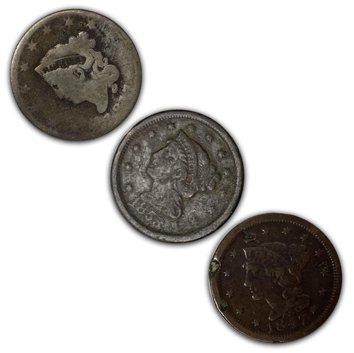 3 Different "Not So Nice" Large Cents . . . . Low Grade "Not so Nice"