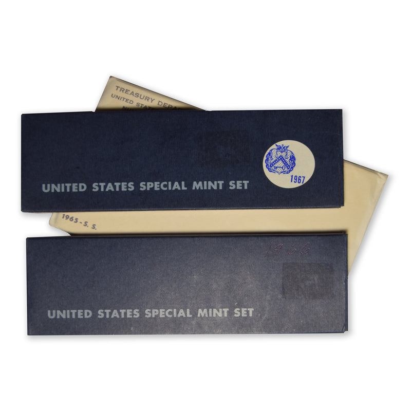 All 3 Special Mint Sets 1965, 1966, 1967 . . . . Brilliant Uncirculated