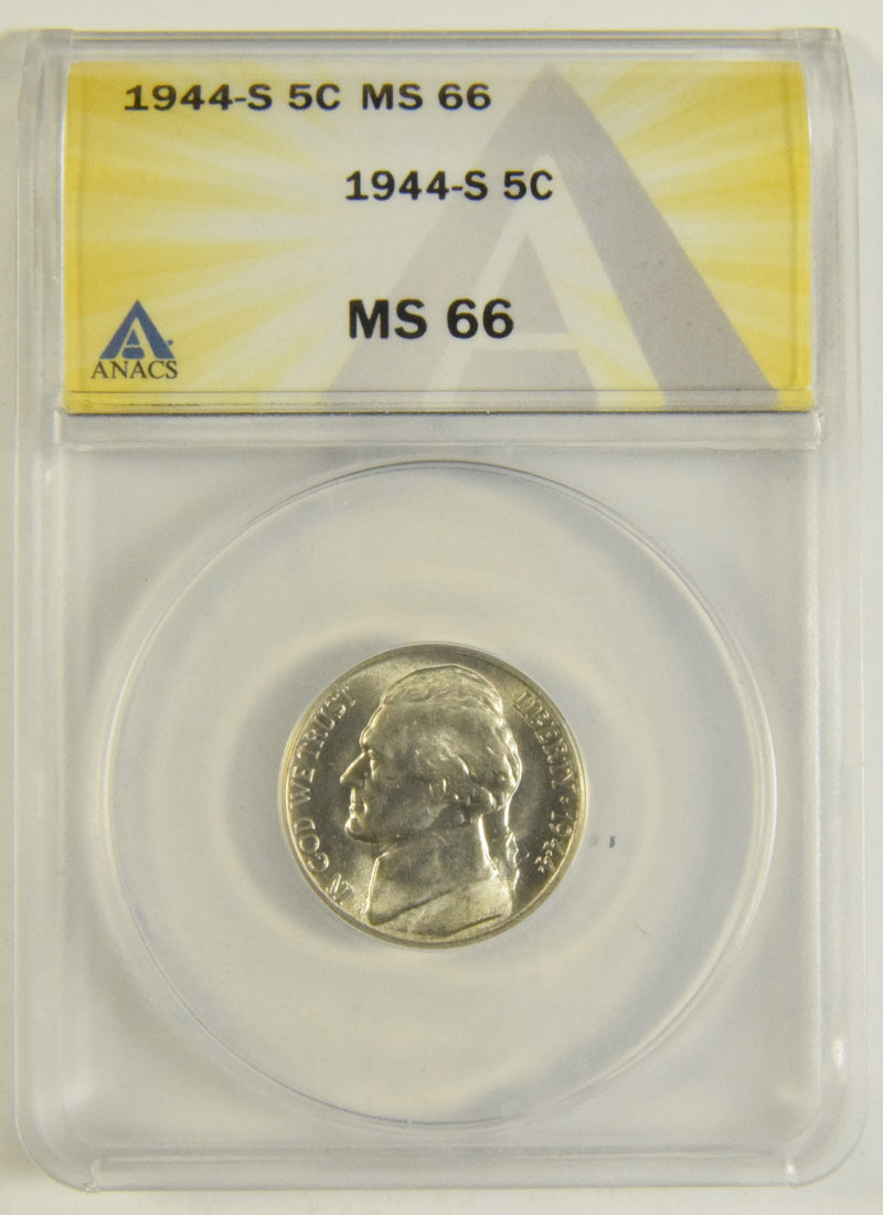 1944-S Silver Jefferson Nickel ANACS MS-66