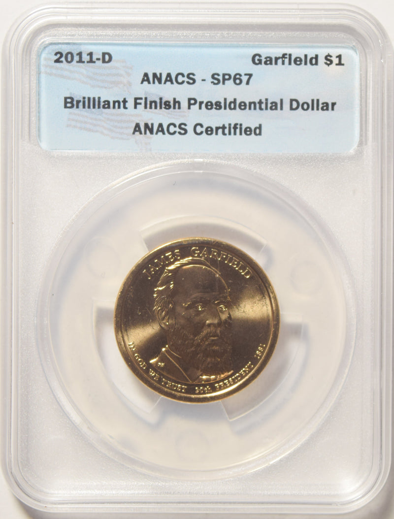 2011-D Garfield Presidential Dollar ANACS SP-67