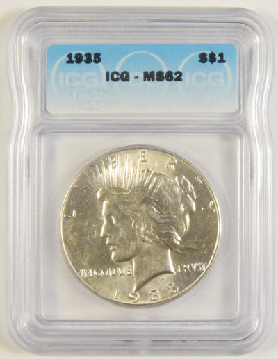 1935 Peace Dollar ICG MS-62