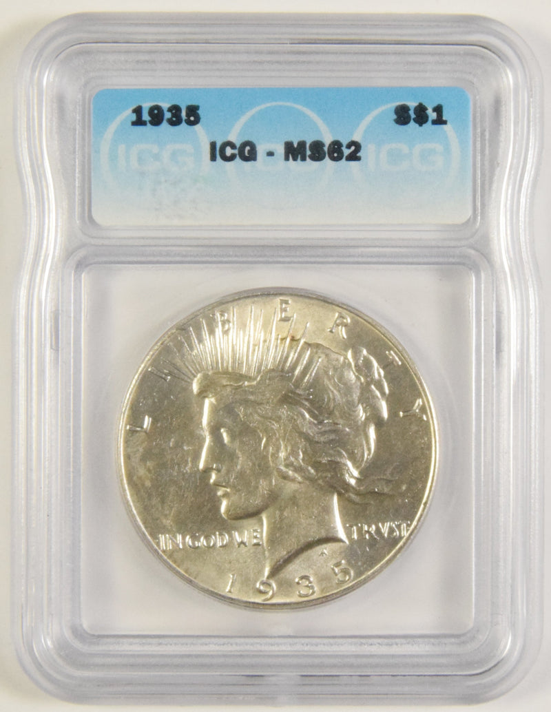 1935 Peace Dollar ICG MS-62