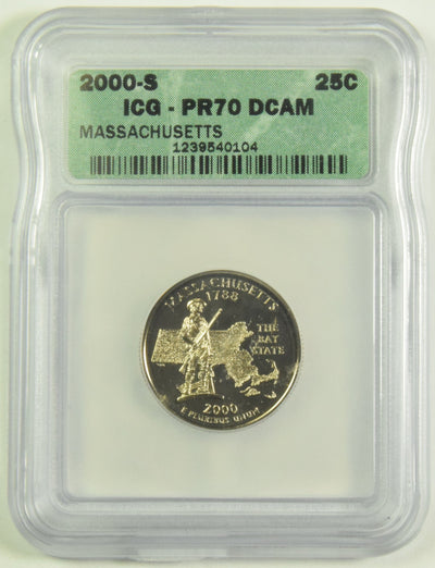 2000-S Massachusetts State Quarter ICG PR-70 DCAM