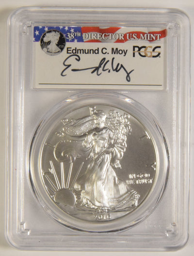 2016 Silver Eagle PCGS MS-70 First Strike 30th Anniversary Edmund C. Moy Autograph