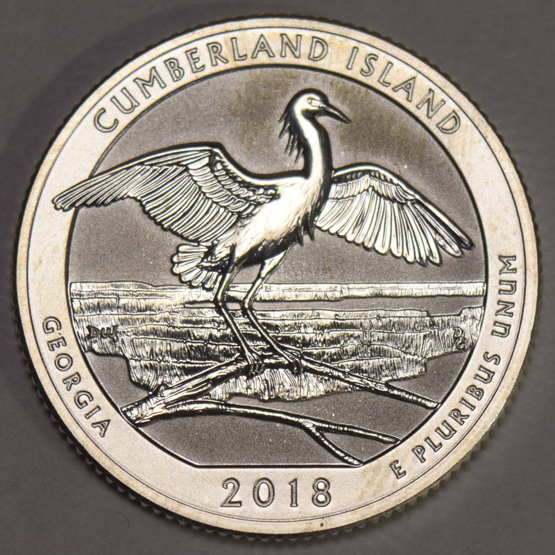 2018-S Cumberland Island Silver Quarter . . . . Superb Reverse Proof