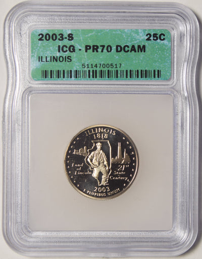 2003-S Illinois State Quarter ICG PR-70 DCAM