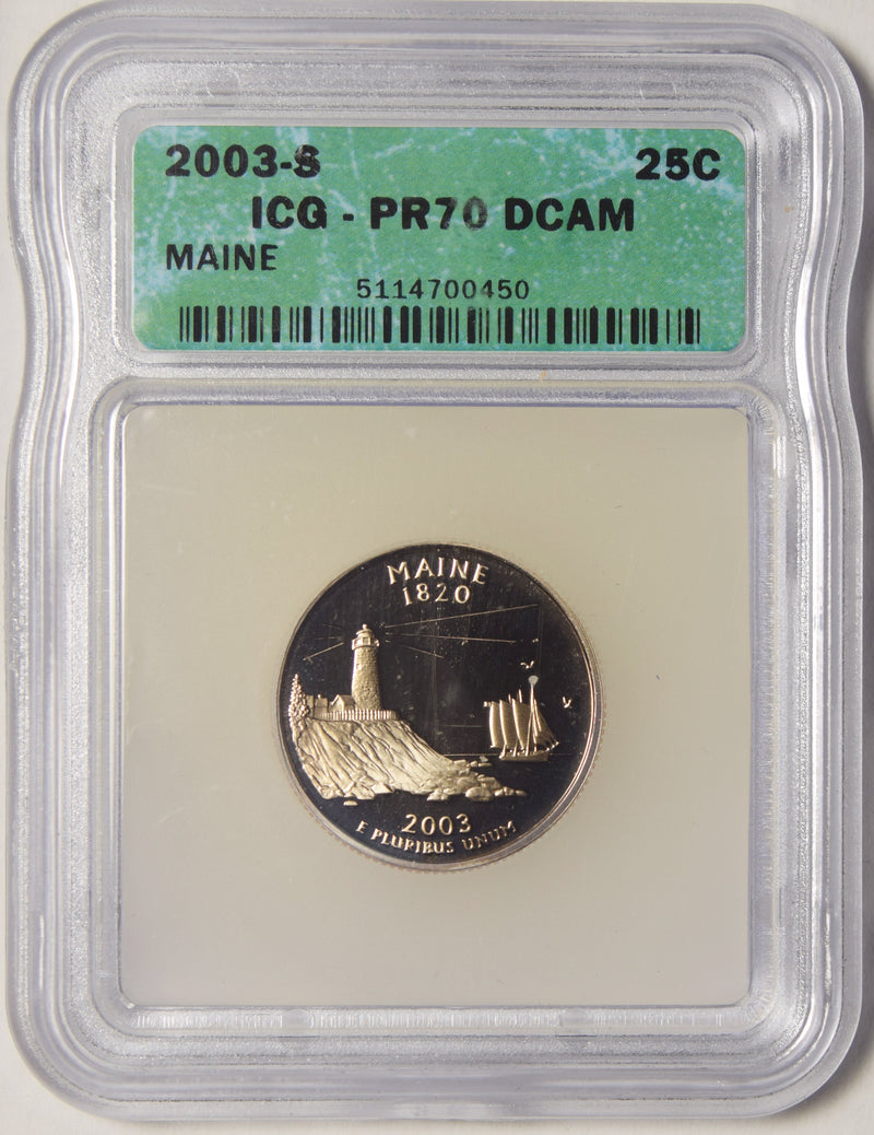 2003-S Maine State Quarter ICG PR-70 DCAM