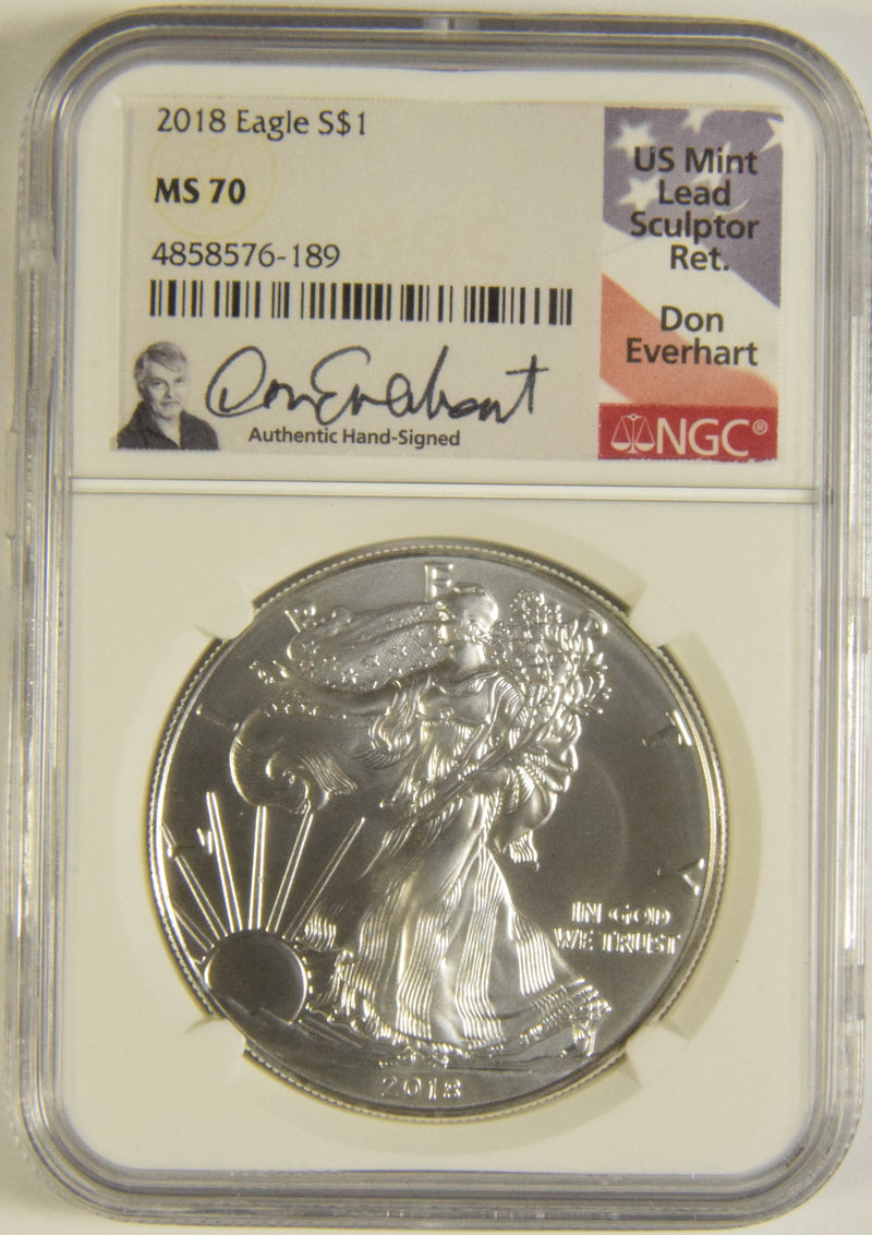 2018 Silver Eagle NGC MS-70 Don Everhart Autograph
