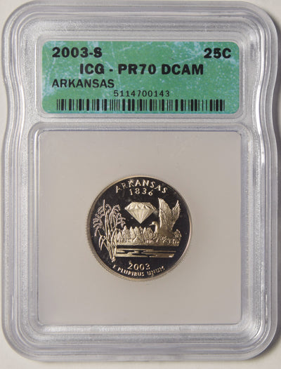 2003-S Arkansas State Quarter ICG PR-70 DCAM