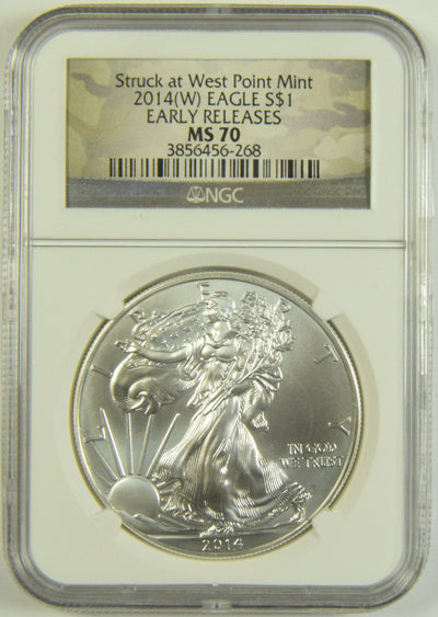 2014 (W) Silver Eagle NGC MS-70 Early Releases Struck at West Point