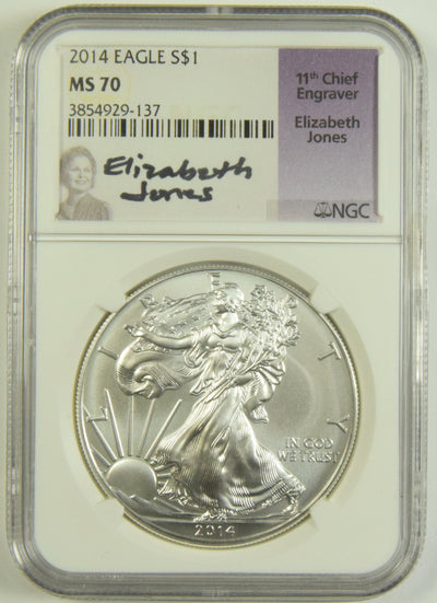 2014 Silver Eagle NGC MS-70 Elizabeth Jones Autograph