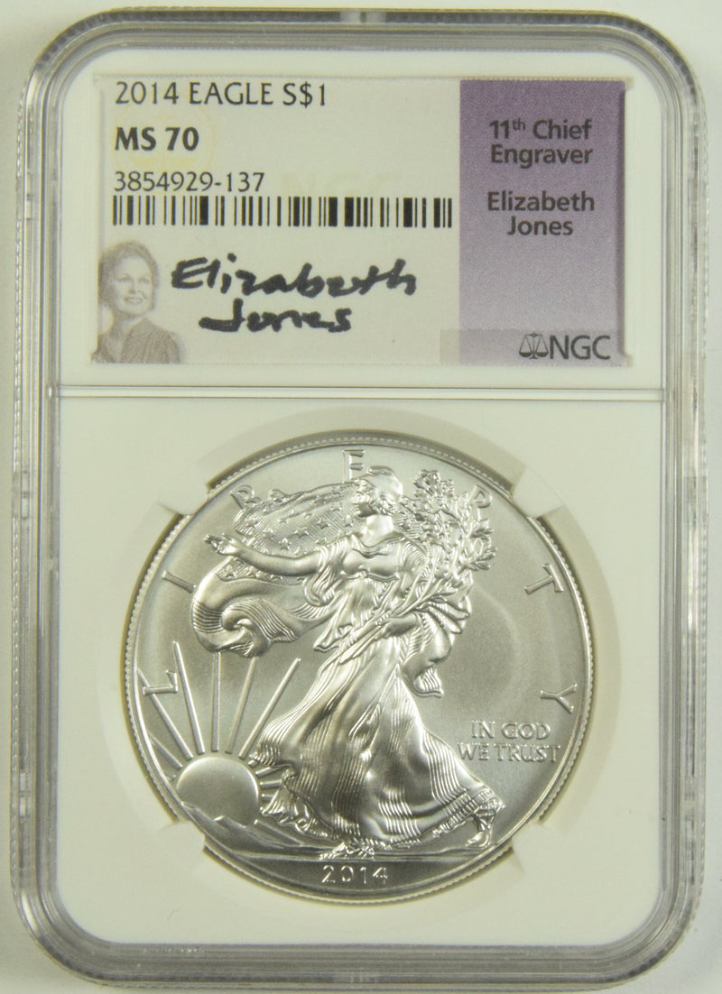 2014 Silver Eagle NGC MS-70 Elizabeth Jones Autograph