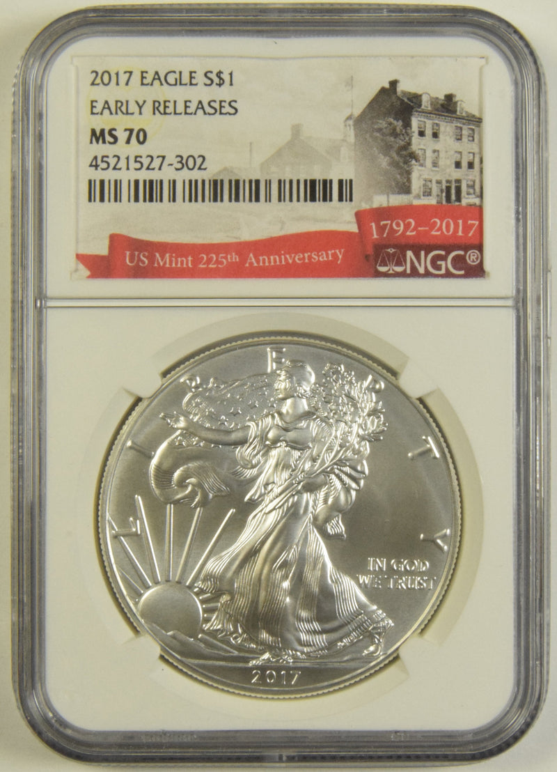 2017 Silver Eagle NGC MS-70 Early Releases 225th Anniversary U.S. Mint
